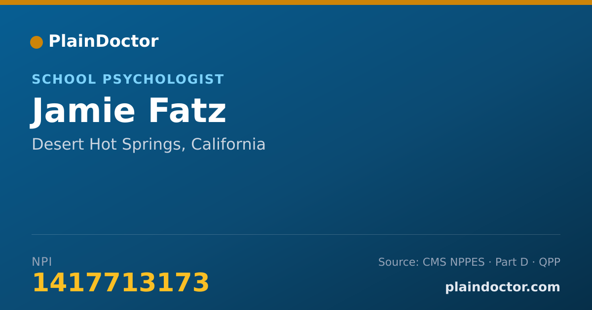 Shareable card for Jamie Fatz - School Psychologist, Desert Hot Springs, CA