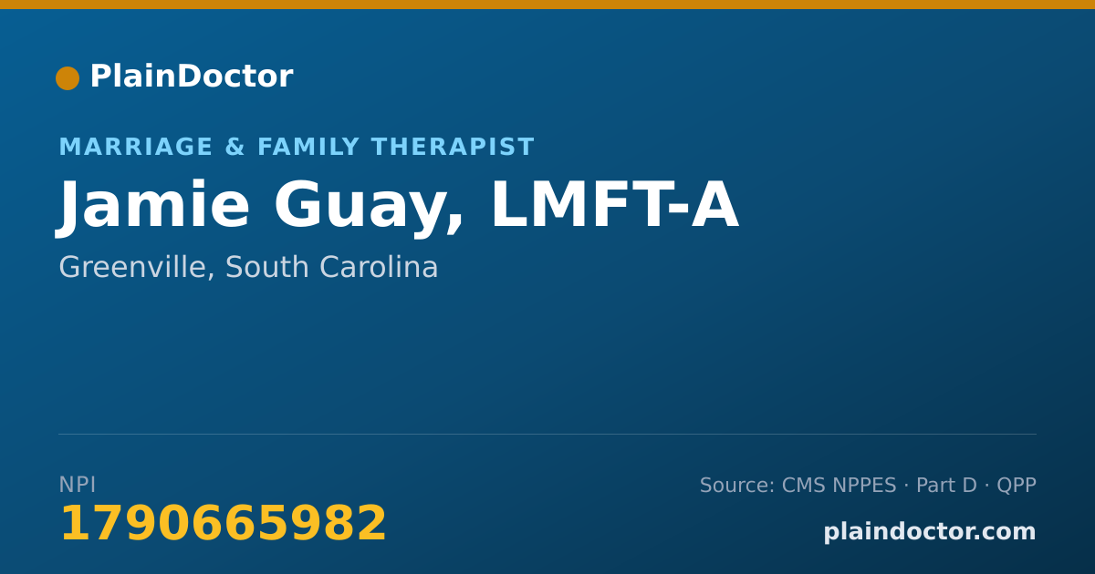 Shareable card for Jamie Guay, LMFT-A - Marriage & Family Therapist, Greenville, SC
