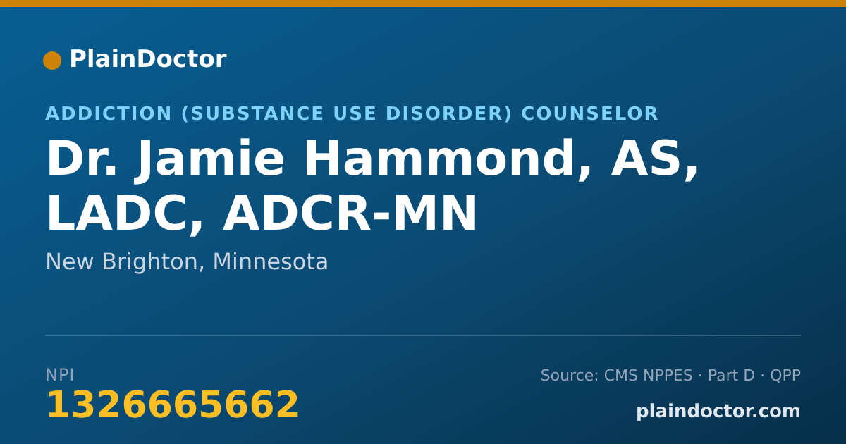Shareable card for Jamie Hammond, AS, LADC, ADCR-MN - Addiction (Substance Use Disorder) Counselor, New Brighton, MN