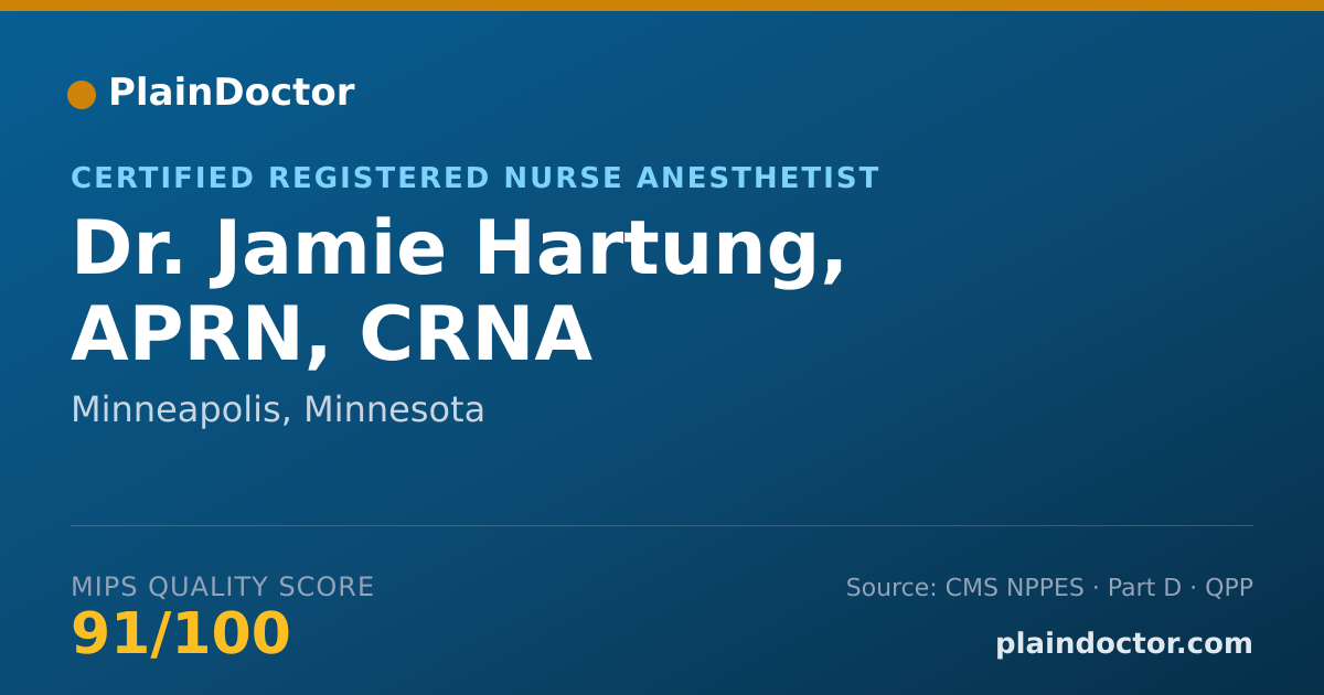 Shareable card for Jamie Hartung, APRN, CRNA - Certified Registered Nurse Anesthetist, Minneapolis, MN
