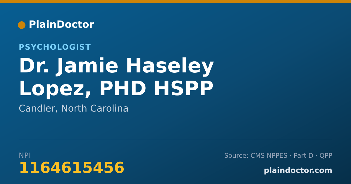 Shareable card for Jamie Haseley Lopez, PHD HSPP - Psychologist, Candler, NC