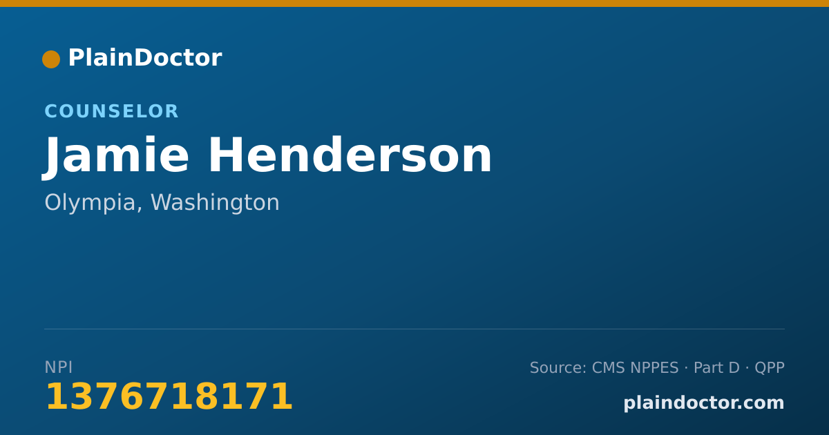 Shareable card for Jamie Henderson - Counselor, Olympia, WA