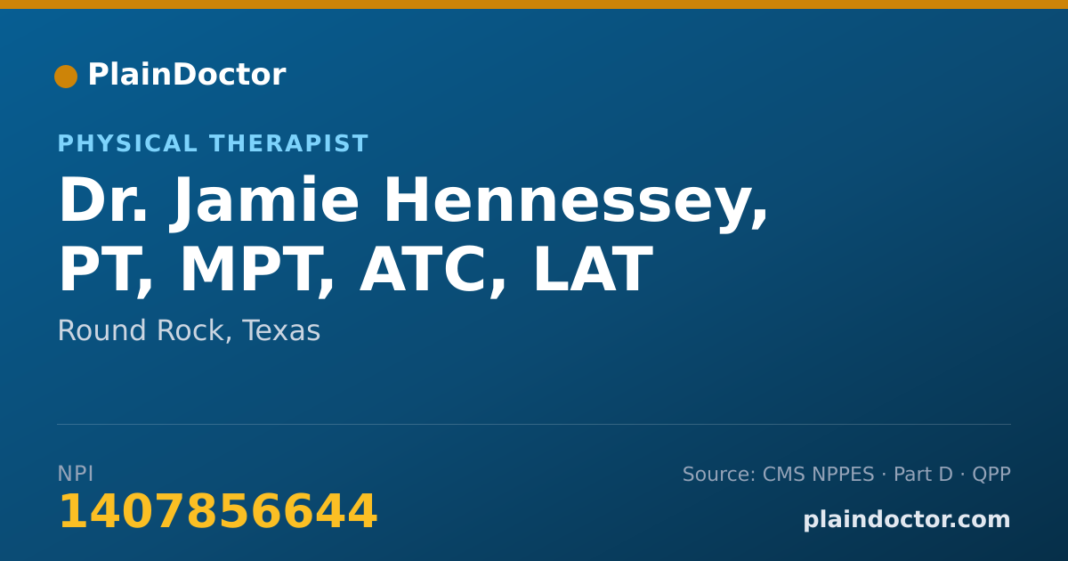 Shareable card for Jamie Hennessey, PT, MPT, ATC, LAT - Physical Therapist, Round Rock, TX