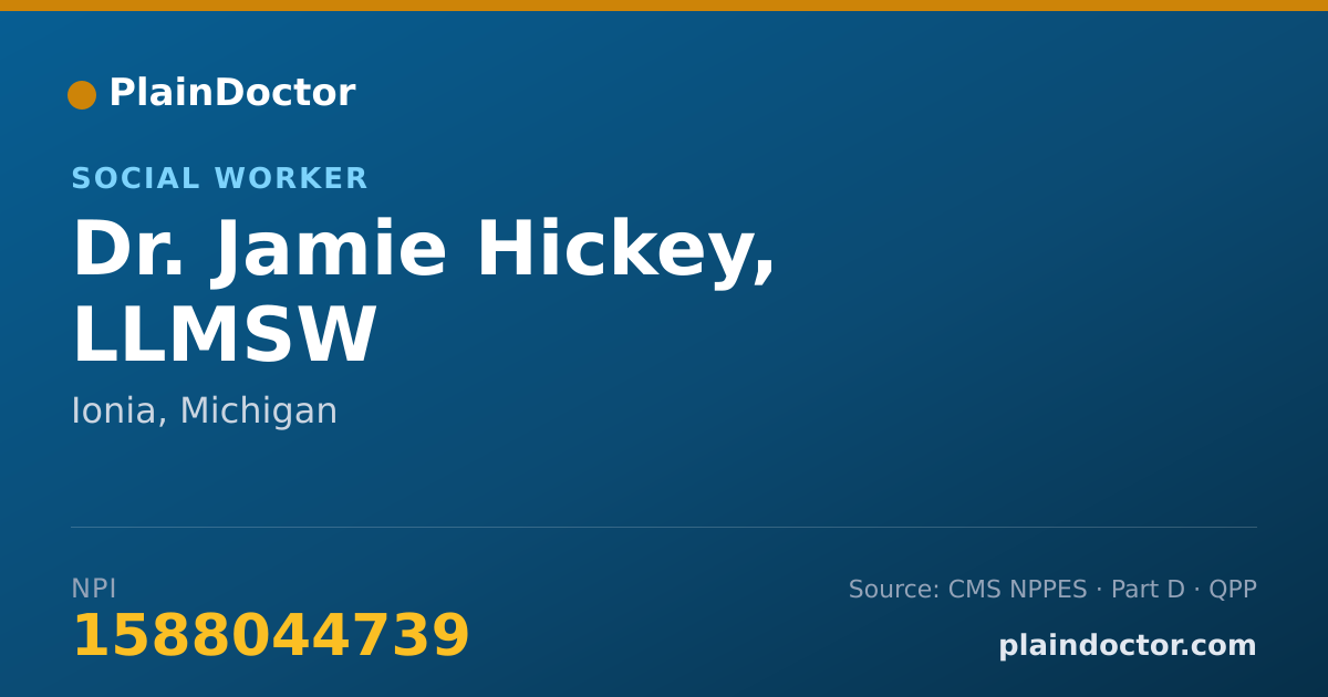 Shareable card for Jamie Hickey, LLMSW - Social Worker, Ionia, MI