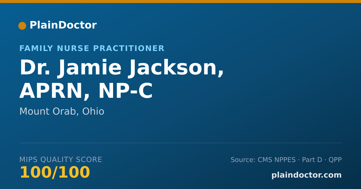 Shareable card for Jamie Jackson, APRN, NP-C - Family Nurse Practitioner, Mount Orab, OH