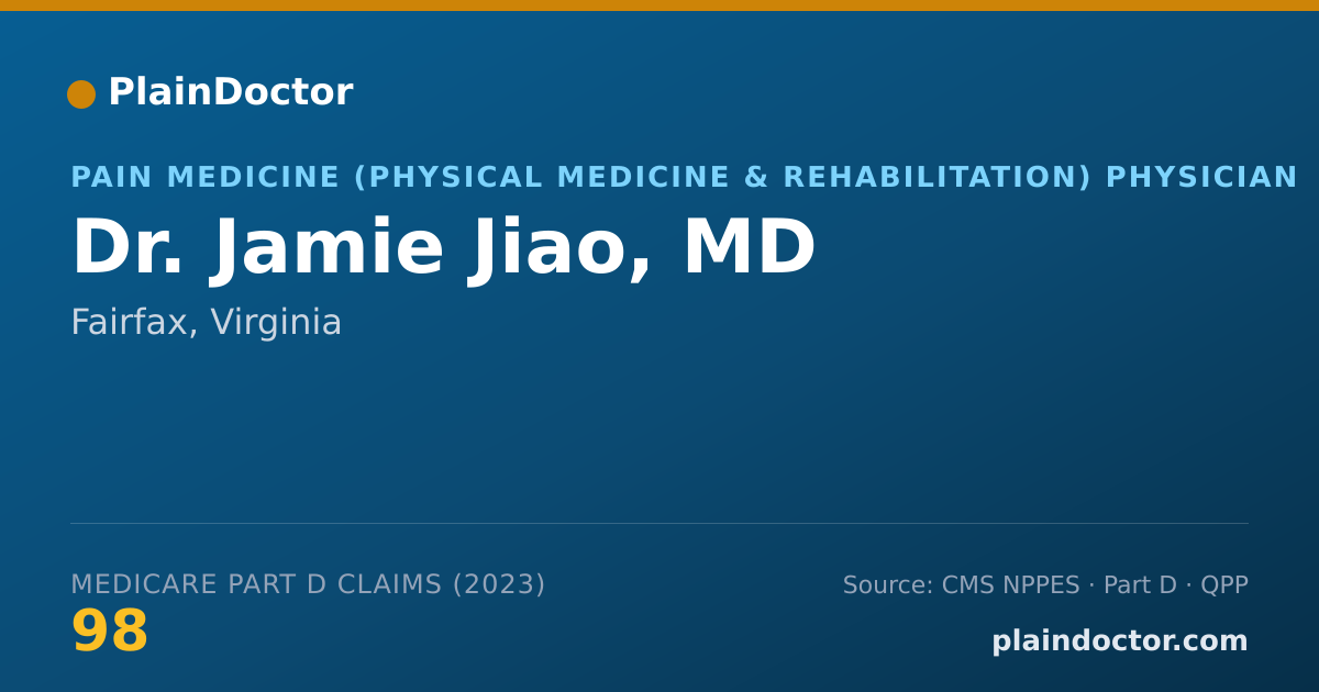 Shareable card for Jamie Jiao, MD - Pain Medicine (Physical Medicine & Rehabilitation) Physician, Fairfax, VA