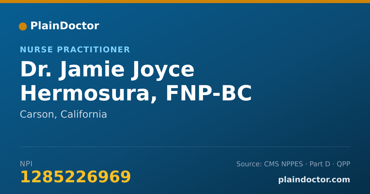 Shareable card for Jamie Joyce Hermosura, FNP-BC - Nurse Practitioner, Carson, CA