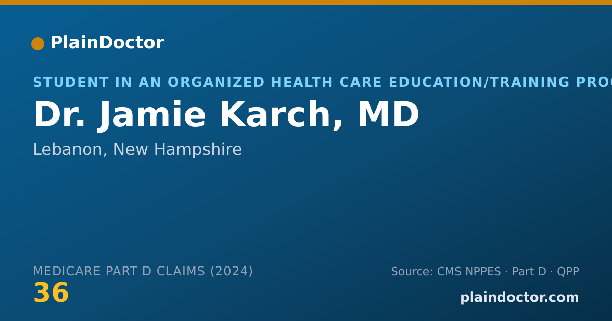 Shareable card for Jamie Karch, MD - Student in an Organized Health Care Education/Training Program, Lebanon, NH
