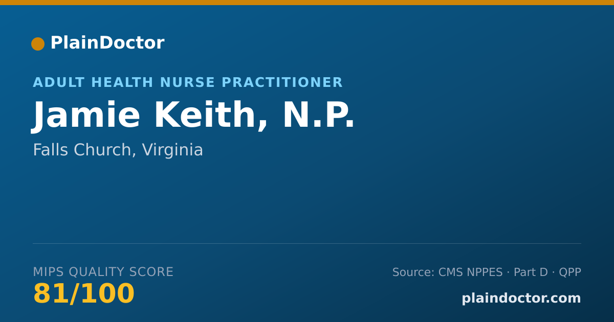 Shareable card for Jamie Keith, N.P. - Adult Health Nurse Practitioner, Falls Church, VA