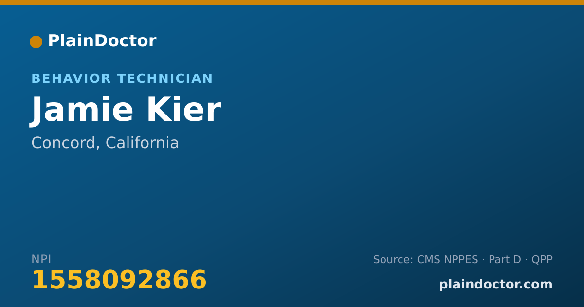 Shareable card for Jamie Kier - Behavior Technician, Concord, CA