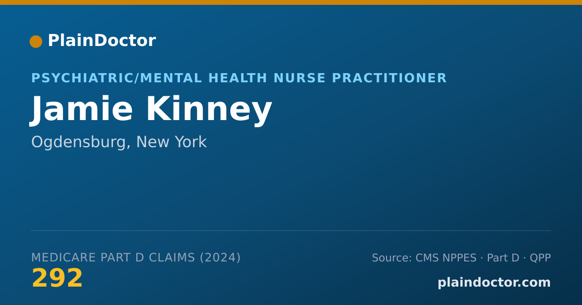 Shareable card for Jamie Kinney - Psychiatric/Mental Health Nurse Practitioner, Ogdensburg, NY