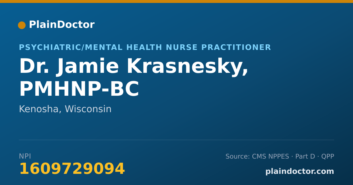 Shareable card for Jamie Krasnesky, PMHNP-BC - Psychiatric/Mental Health Nurse Practitioner, Kenosha, WI