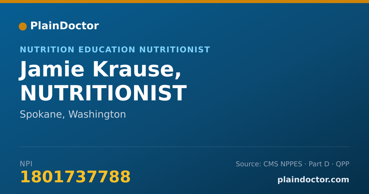 Shareable card for Jamie Krause, NUTRITIONIST - Nutrition Education Nutritionist, Spokane, WA
