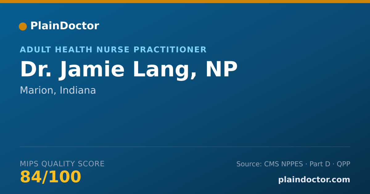 Shareable card for Jamie Lang, NP - Adult Health Nurse Practitioner, Marion, IN