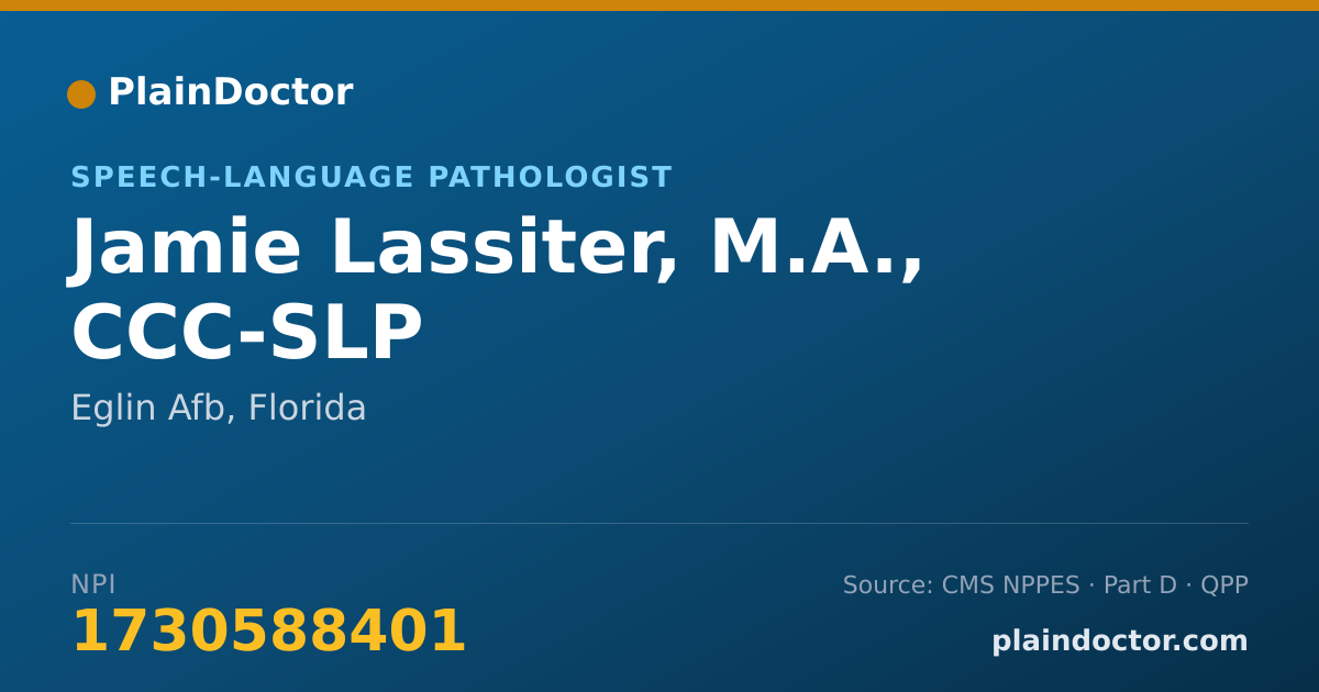 Shareable card for Jamie Lassiter, M.A., CCC-SLP - Speech-Language Pathologist, Eglin Afb, FL
