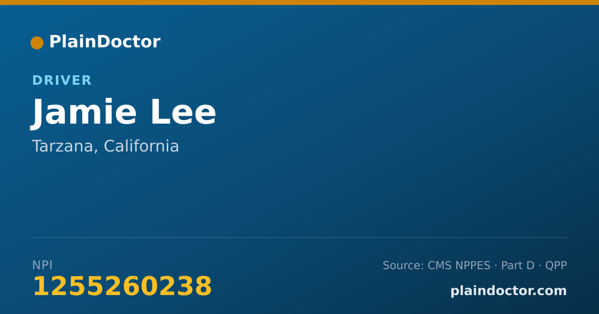 Shareable card for Jamie Lee - Driver, Tarzana, CA