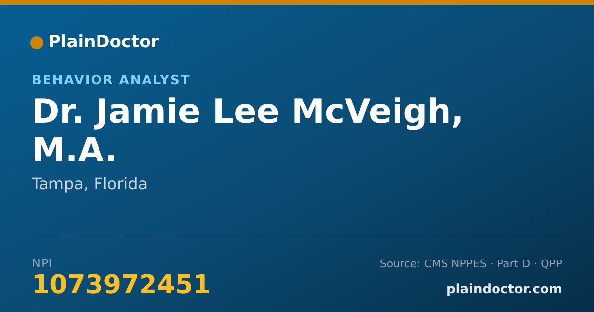 Shareable card for Jamie Lee McVeigh, M.A. - Behavior Analyst, Tampa, FL