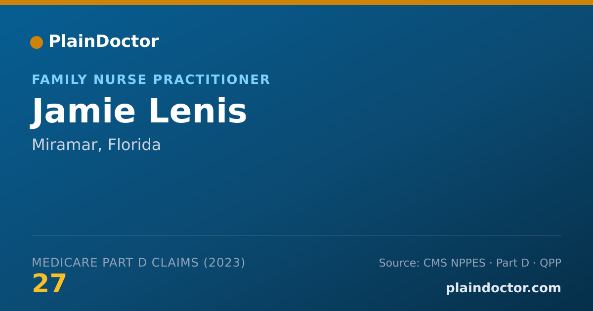 Shareable card for Jamie Lenis - Family Nurse Practitioner, Miramar, FL