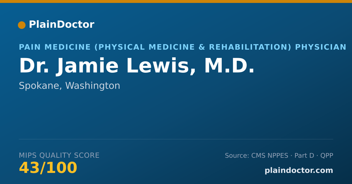 Shareable card for Jamie Lewis, M.D. - Pain Medicine (Physical Medicine & Rehabilitation) Physician, Spokane, WA
