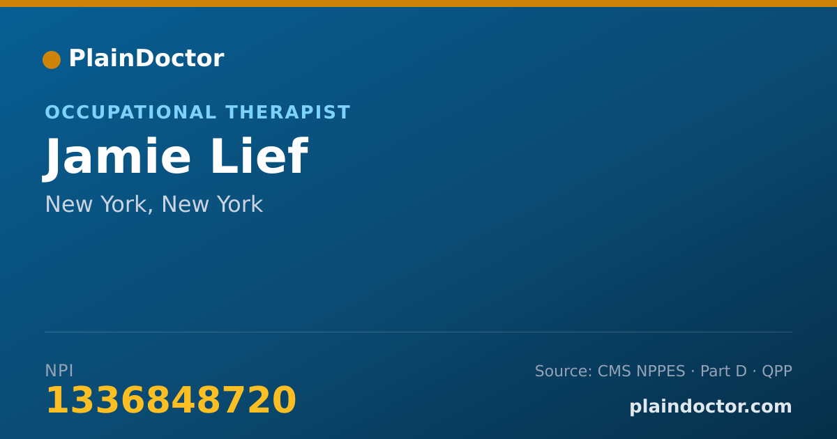 Shareable card for Jamie Lief - Occupational Therapist, New York, NY