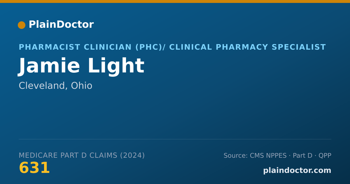 Shareable card for Jamie Light - Pharmacist Clinician (PhC)/ Clinical Pharmacy Specialist, Cleveland, OH