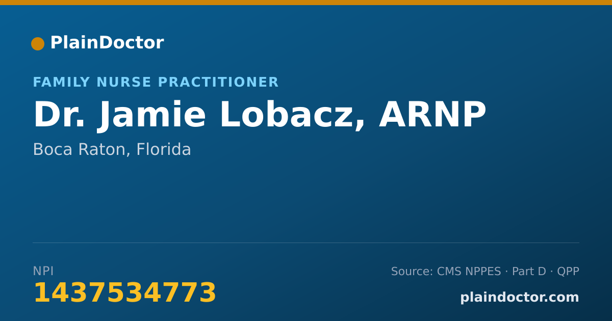 Shareable card for Jamie Lobacz, ARNP - Family Nurse Practitioner, Boca Raton, FL
