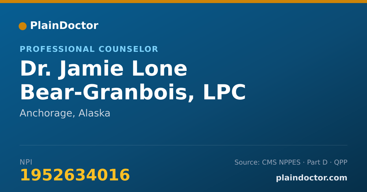 Shareable card for Jamie Lone Bear-Granbois, LPC - Professional Counselor, Anchorage, AK