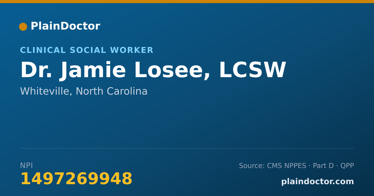 Shareable card for Jamie Losee, LCSW - Clinical Social Worker, Whiteville, NC