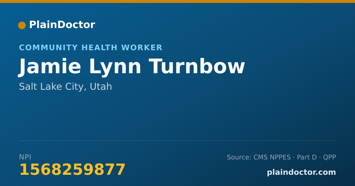 Shareable card for Jamie Lynn Turnbow - Community Health Worker, Salt Lake City, UT