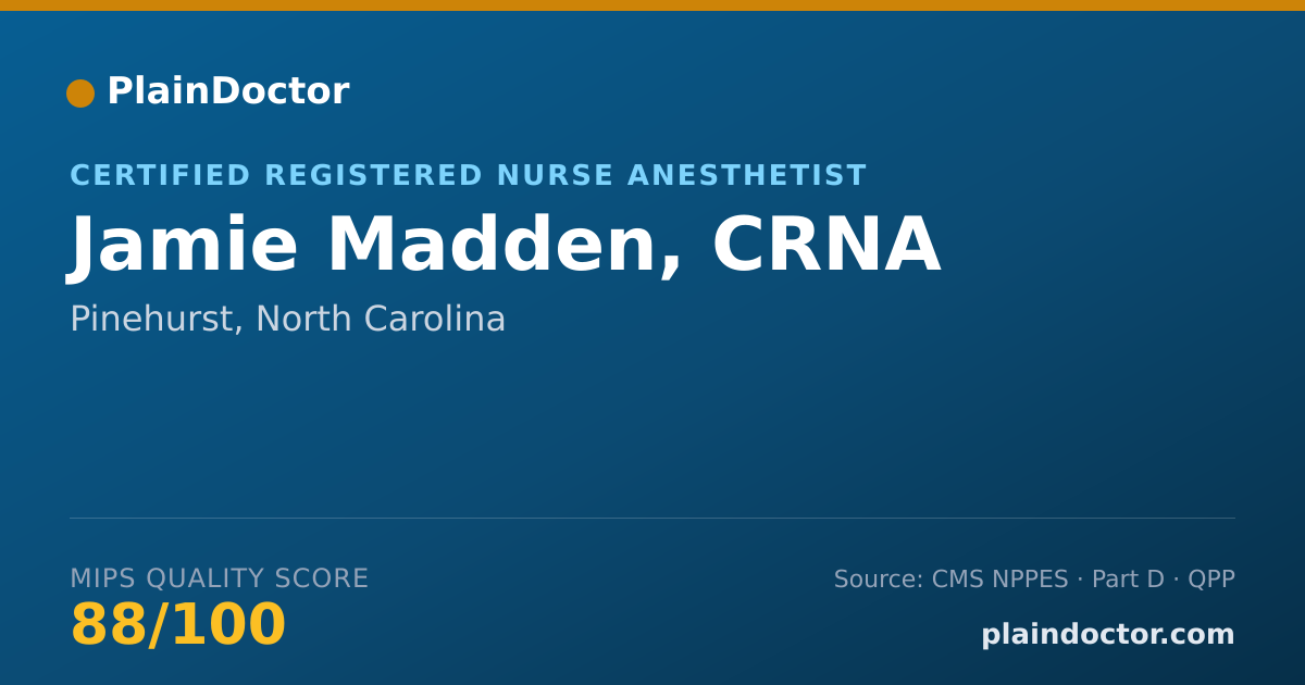 Shareable card for Jamie Madden, CRNA - Critical Care Medicine Registered Nurse, Pinehurst, NC