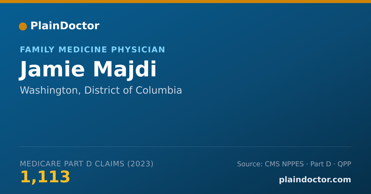 Shareable card for Jamie Majdi - Family Medicine Physician, Washington, DC