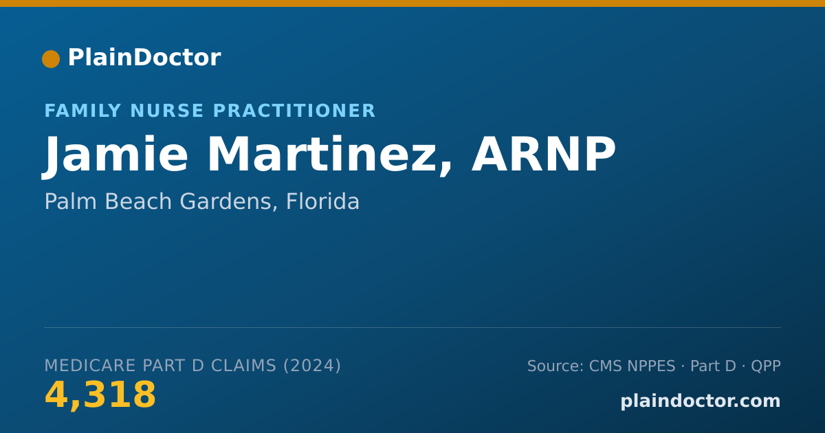 Shareable card for Jamie Martinez, ARNP - Family Nurse Practitioner, Palm Beach Gardens, FL