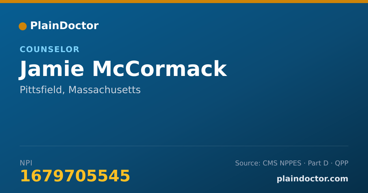 Shareable card for Jamie McCormack - Counselor, Pittsfield, MA