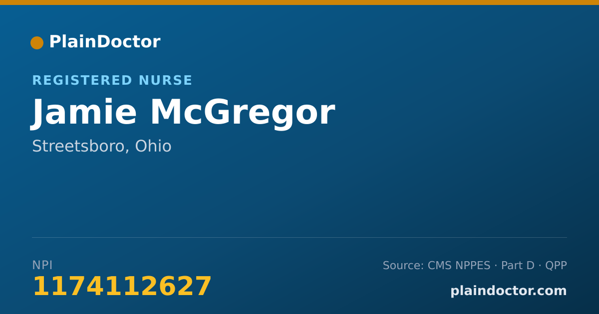 Shareable card for Jamie McGregor - Registered Nurse, Streetsboro, OH