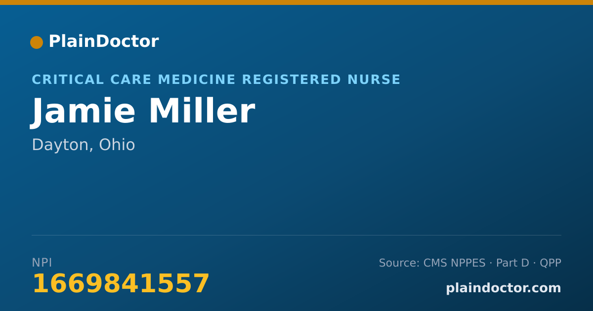 Shareable card for Jamie Miller - Critical Care Medicine Registered Nurse, Dayton, OH