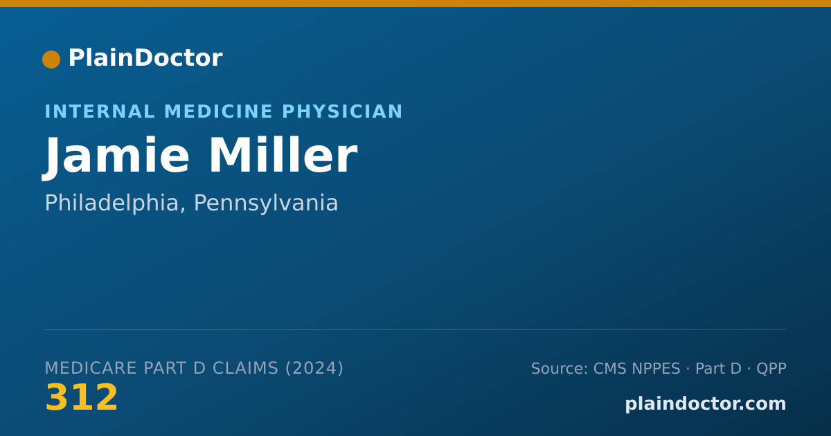 Shareable card for Jamie Miller - Internal Medicine Physician, Philadelphia, PA