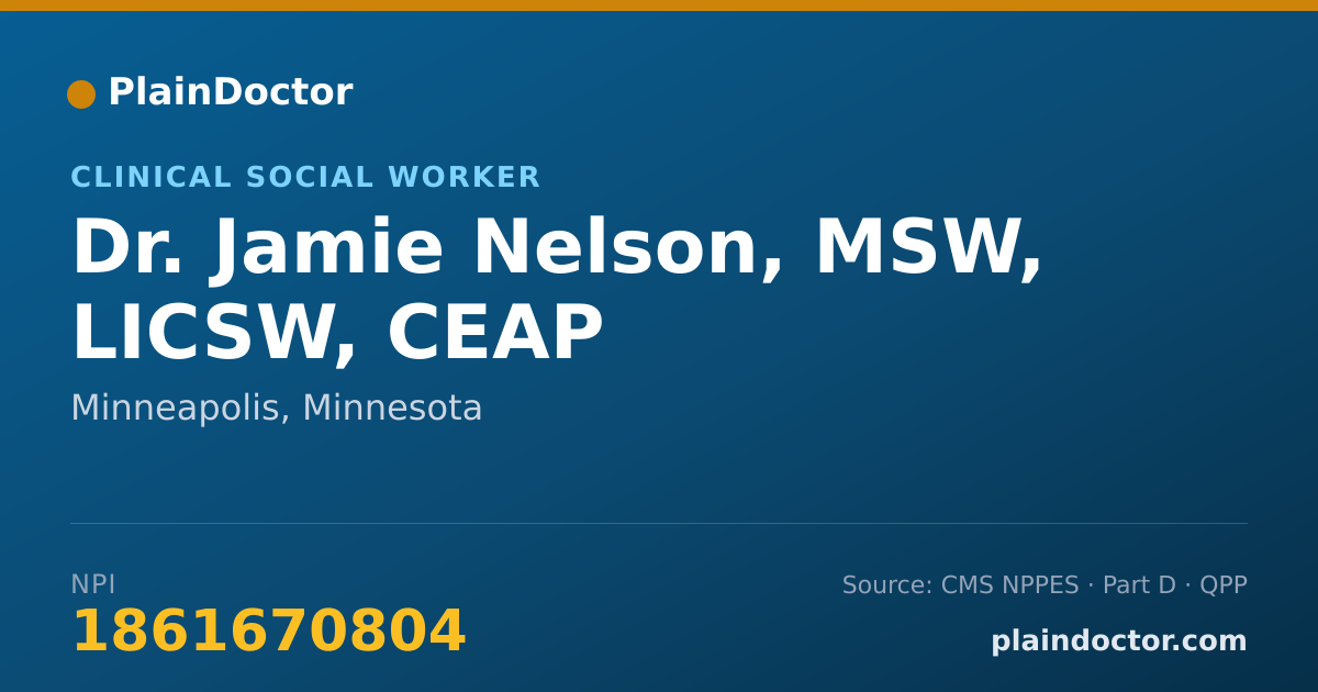 Shareable card for Jamie Nelson, MSW, LICSW, CEAP - Clinical Social Worker, Minneapolis, MN