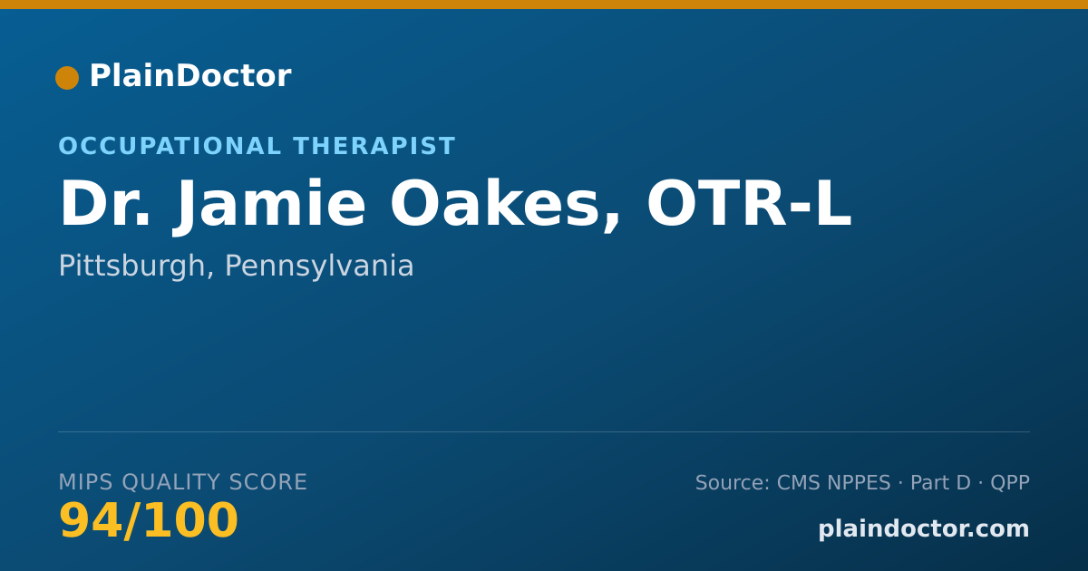 Shareable card for Jamie Oakes, OTR-L - Occupational Therapist, Pittsburgh, PA
