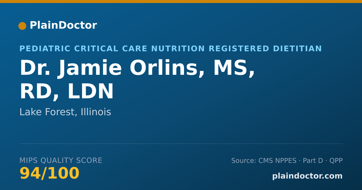 Shareable card for Jamie Orlins, MS, RD, LDN - Pediatric Critical Care Nutrition Registered Dietitian, Lake Forest, IL