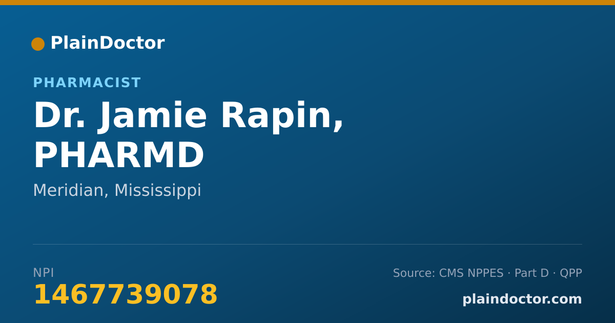 Shareable card for Jamie Rapin, PHARMD - Pharmacist, Meridian, MS