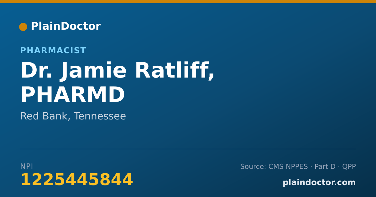 Shareable card for Jamie Ratliff, PHARMD - Pharmacist, Red Bank, TN