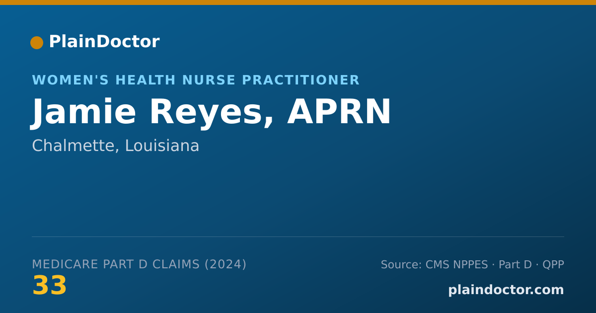 Shareable card for Jamie Reyes, APRN - Women's Health Nurse Practitioner, Chalmette, LA