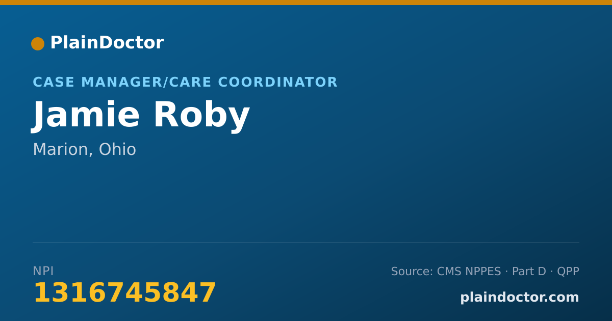 Shareable card for Jamie Roby - Case Manager/Care Coordinator, Marion, OH