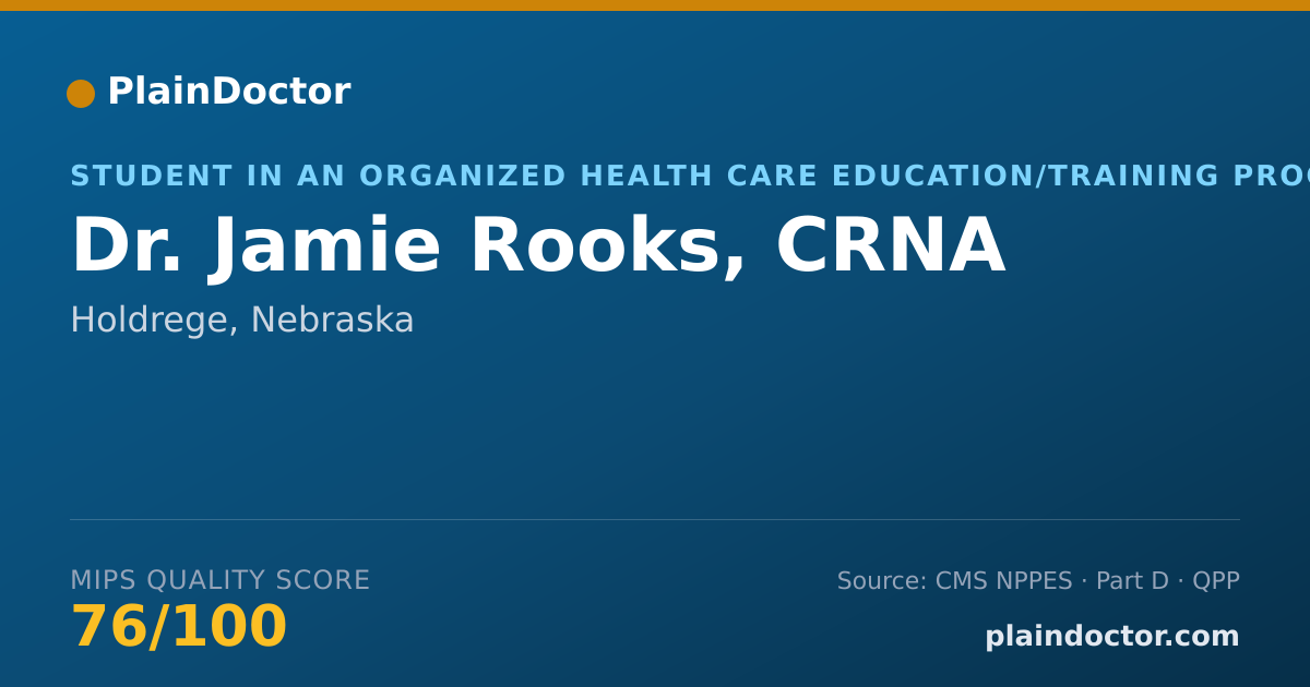 Shareable card for Jamie Rooks, CRNA - Student in an Organized Health Care Education/Training Program, Holdrege, NE