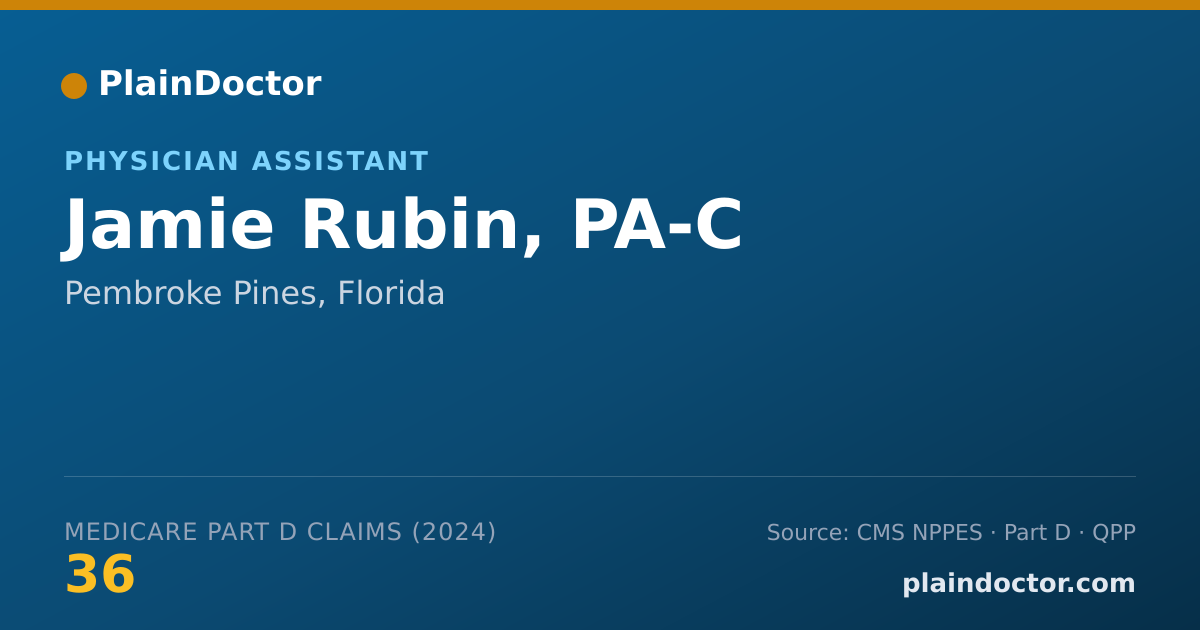 Shareable card for Jamie Rubin, PA-C - Physician Assistant, Pembroke Pines, FL