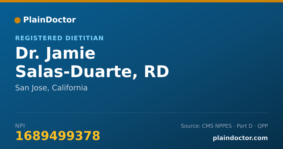 Shareable card for Jamie Salas-Duarte, RD - Registered Dietitian, San Jose, CA