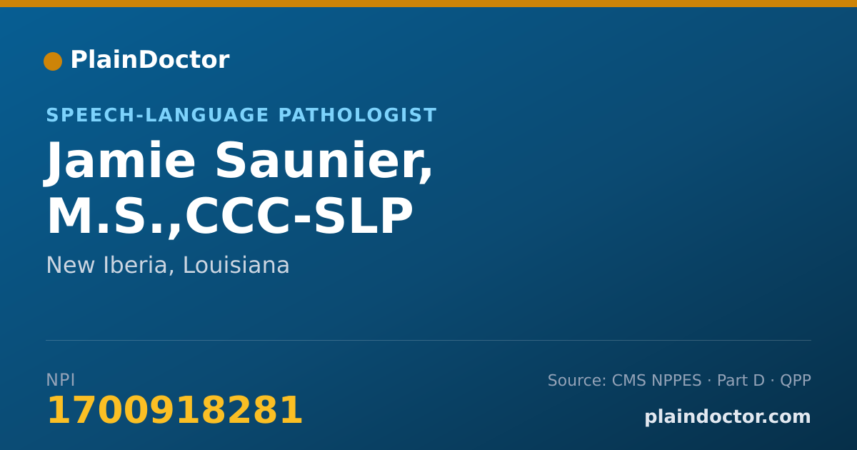 Shareable card for Jamie Saunier, M.S.,CCC-SLP - Speech-Language Pathologist, New Iberia, LA