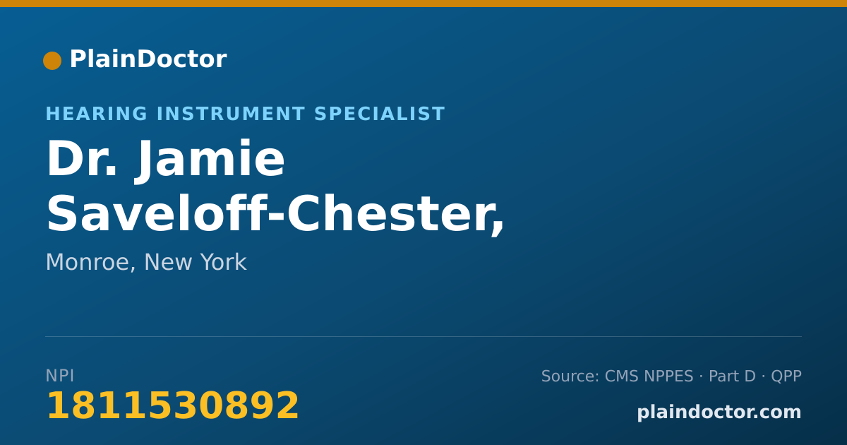Shareable card for Jamie Saveloff-Chester, TEACHER OF THE DEAF - Hearing Instrument Specialist, Monroe, NY