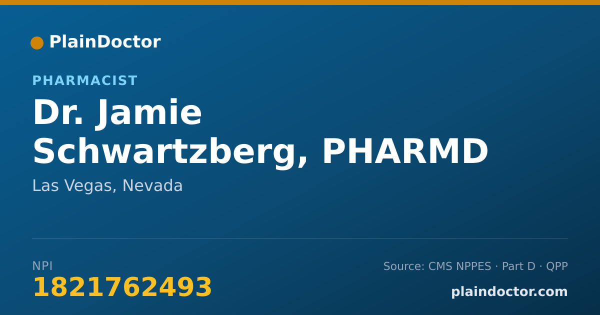 Shareable card for Jamie Schwartzberg, PHARMD - Pharmacist, Las Vegas, NV