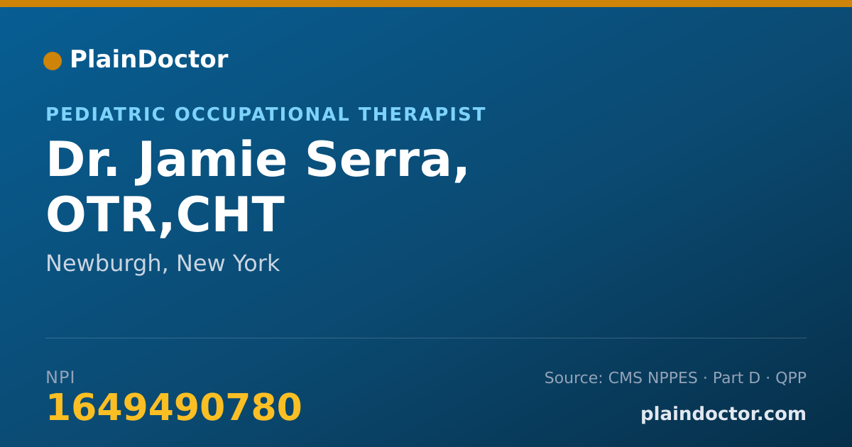 Shareable card for Jamie Serra, OTR,CHT - Pediatric Occupational Therapist, Newburgh, NY